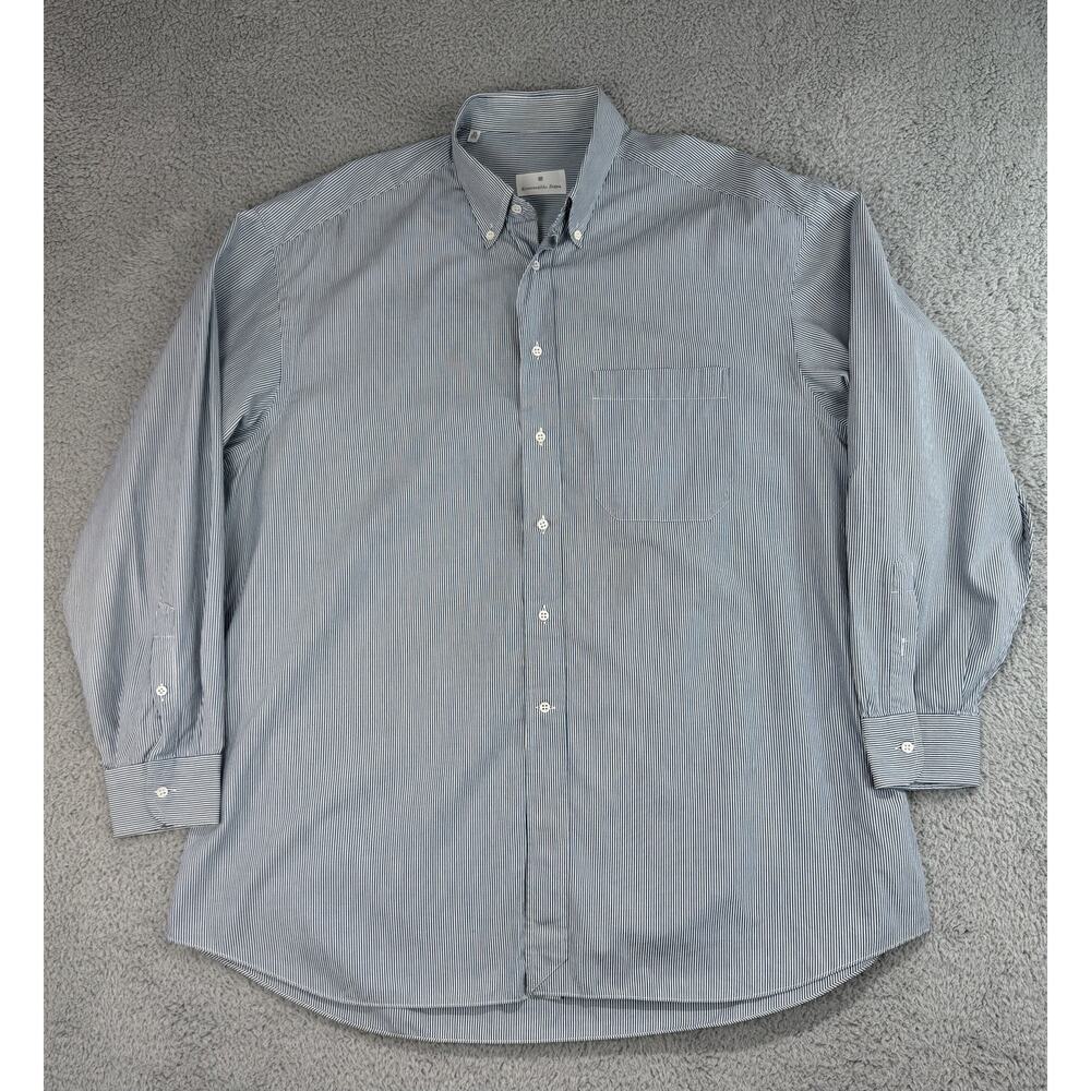 Ermenegildo Zegna Stripe Dress Shirt Men Sz XXL 45 17 3/4 Cotton Made in Spain